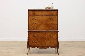 French Design Antique Mahogany & Inlay Tall Dresser or Chest