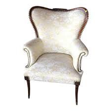 Mid 20th Century Vintage Mahogany Wingback Chair With Carved Detailing | Chairish