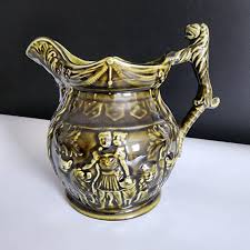 Arthur Wood Green Brown Glazed Pitcher Lion Handle 1920s - Etsy