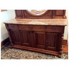 Victorian Cherry Sideboard with Round Mirror & Marble Top ...
