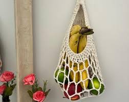 Hand Crocheted - Fruit Hammock Tear Drop Fruit Holder -great ...