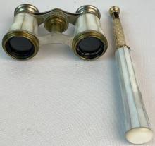 Sold at Auction: Antique Luxury Victorian French Lamier Paris MOP Opera Glasses w/ Fancy MOP Handle Gold Filled Telescopic Extender & Case