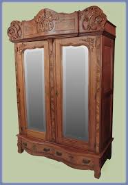 Large Walnut American Wardrobe, with Beveled Mirrors ...