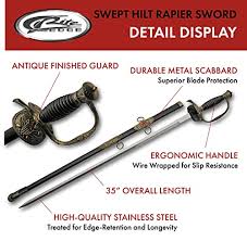SZCO Supplies 35” Medieval Swept Hilt Wire Wrapped Rapier - Import It All