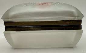 Trinket Box with Hinged Lid Brass Satin Frosted White Hand Painted Floral Roses | eBay