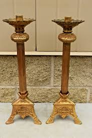 Pair of Antique Altar Candlesticks, All Brass (CU795) + chalice co. | eBay