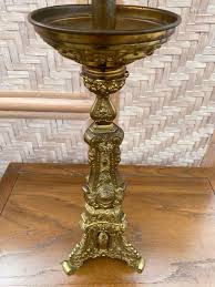 Heavily Gilted Bronze Figurative Candlestick Lamps, Set of 2 For Sale at 1stDibs