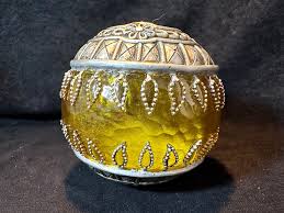 Decorative Hand Painted Clear Yellow and Silver Resin Ball ...