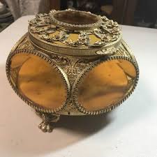 Ormolu Box Filigree Trinket Casket Vitrine5-Sided Beveled ...