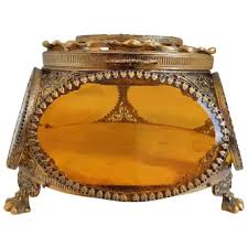 Similar Items to Vintage Ormolu Filigree Trinket Casket ...