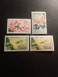 Stamp Gabon Flora Flowers Nature No. 153/156 New ** MNH 1961 ...