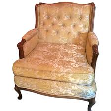 Yellow Brocade Chair - AptDeco