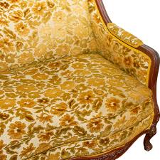 Antique Gold Floral Upholstered Bench Seat Sofa | Grandview Mercantile