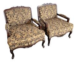 Vintage French Provincial Arm Lounge Chairs - A Pair | Chairish