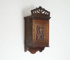 Small Antique Hand Carved Wooden Cabinet for sale at Pamono