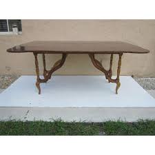 1960s Vintage Antique Italian Style Solid Wood Banquet Mahogany Drop Leaf Dining Table | Chairish