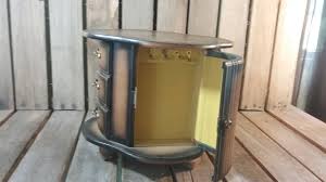 Vintage Leather Wooden Spinning Jewelry Box: Made in Japan ...