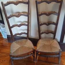 Two ANTIQUE French Provincial Ladder-back Rush Seat Weaver's ...