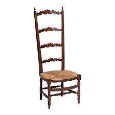 Late 19th Century Antique High Ladderback Chair With Rush ...