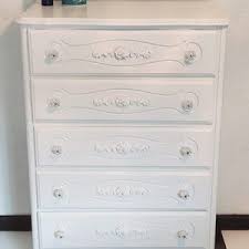 Vintage White French Provincial Highboy Dresser With Crystal Clear Glass Knobs - RESERVED FOR KERRY - Etsy