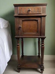Antique French Marble Top Oak Nightstand | Chairish