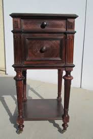 Antique Art Deco Nightstand Carved Wood Marble Top End Table ...