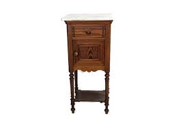 Antique Art Deco Nightstand Carved Wood Pinewood Marble Top ...