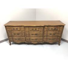 Vintage Thomasville Tableau Oak French Country Style Triple Dresser at 1stDibs | thomasville french provincial dresser, thomasville french provincial bedroom set, vintage thomasville chest of drawers