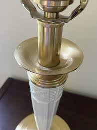 Pair Lenox Brass And Ivory Porcelain Quoizel Table Lamp W Original Shade | eBay