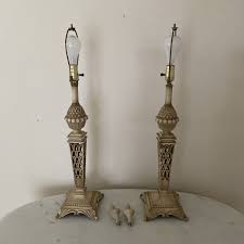 Pair Of Vintage Berman Reticulated Heavy Metal Table Lamps 3-way | eBay
