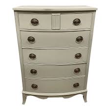 Vintage Solid Wood Chest Dresser Tall Painted Stone Gray ...