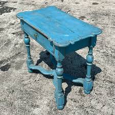 Late 20th Century Vintage Blue Wooden Nightstand | Chairish