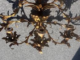 Vintage Italian Wide Gold Floral Leaf Wall Sconce | Chairish