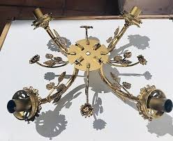 Antique Bronze Chandelier 4 Arms, 4 Branches, Leaves ...
