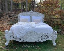 SOLD| Grey-beige French Rococo Queen Sized Bed | Antique ...