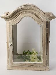 Petite Distressed Wooden Wall Vitrine w/ Gendarme Hat Silhouette - 25½