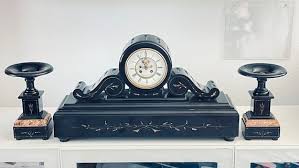 Antique Brocot & Delettrez Style Victorian 8 Day Black Slate Clock Set - Etsy
