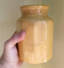 1860s RARE 10 SIDED YELLOWWARE POTTERY FRUIT JAR WITH ...