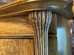 Vintage Tiger Oak Glass Front Lockable Display Cabinet With ...