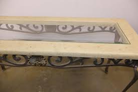 Console Table with Metal Legs & Faux Marble Top with Glass ...