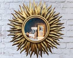 Art Deco Style Sun Mirror: Bronze Resin Wall Decor - Etsy