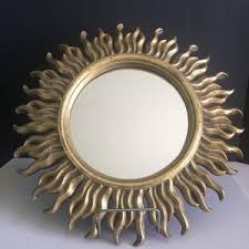 Vintage Golden Sun Ray Accent Wall Mirror Resin 17.5 ...