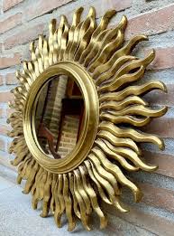 Mid-Century French Sunburst Mirror in Gold, 1950s | Chairish
