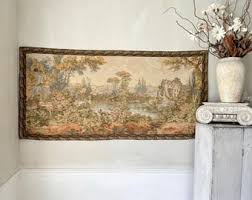 66x31in French Tapestry Wall Art Romantic River Garden Scene ...