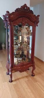 Vintage Colossal Glass Carved Mahogany Claw Foot China Cabinet Curio 85x37x23 | eBay
