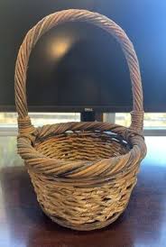 Small Brown Wicker Basket with Handle | eBay