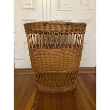 Vintage Wicker Clothes Basket Hamper | Chairish