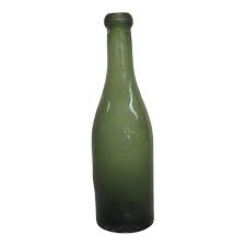 Olive Green Glass Bottle | Chairish
