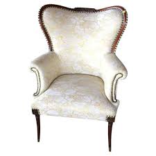 Vintage Mahogany Wingback Chair With Carved Detailing For ...