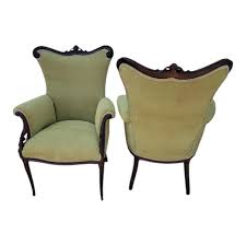 Pair 1940s Victorian Style Mahogany Fireside Chairs ...